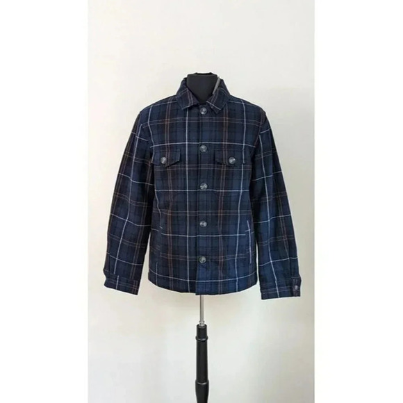 Slate & Stone Men's Blue Plaid Flannel Shirt Jacket Size M (MSRP $398) - Picture 3 of 7